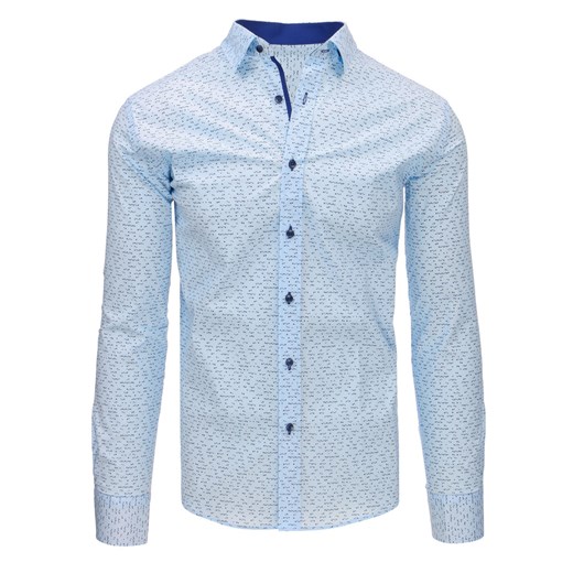 Błękitna koszula męska we wzory z długim rękawem (dx1468) Dstreet  M 