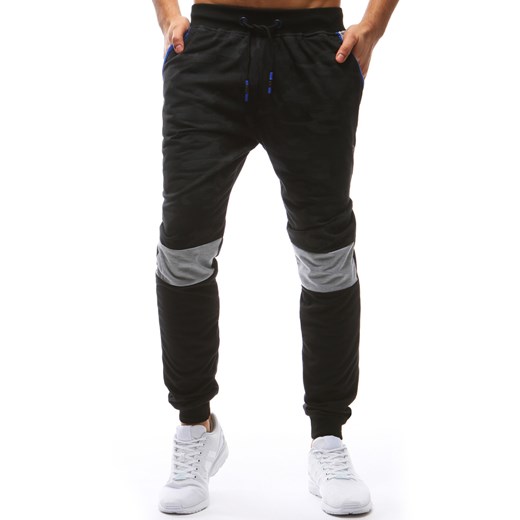 Spodnie męskie dresowe camo czarne (ux1214)  Dstreet L 