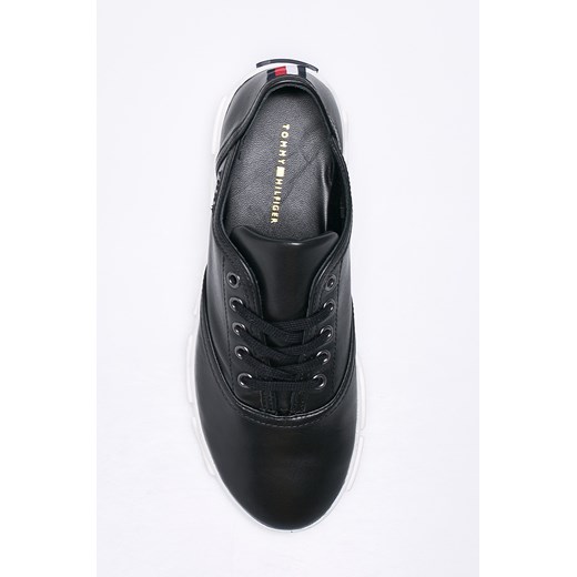 Buty sportowe damskie czarne Tommy Hilfiger sznurowane skórzane 