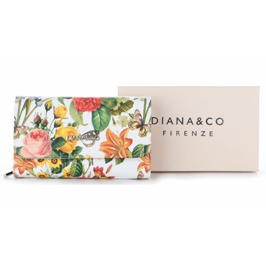 Modny Portfel Damski Diana&Co Firenze wzór Kwiatów Czerwony Diana&Co bezowy  PaniTorbalska
