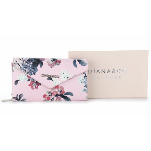 Modny Portfel Damski Diana&Co Firenze wzór Kwiatów Pudrowy Róż bezowy Diana&Co  PaniTorbalska