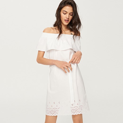 Reserved - Sukienka z odkrytymi ramionami - Biały bezowy Reserved 34 