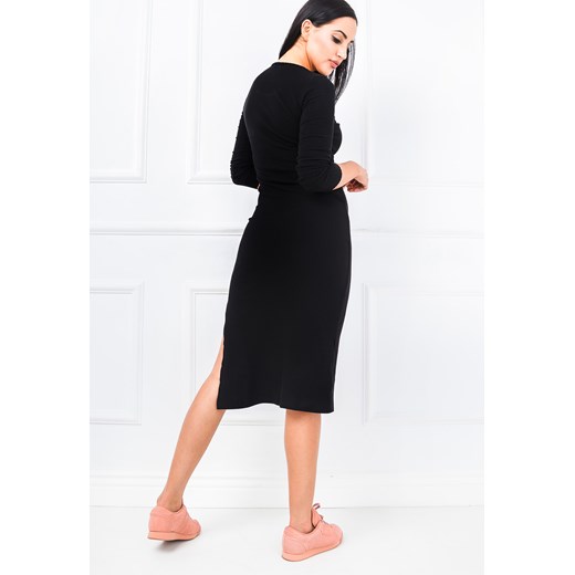 Długa sukienka z rozcięciem Zoio czarny M/L zoio.pl wyprzedaż 