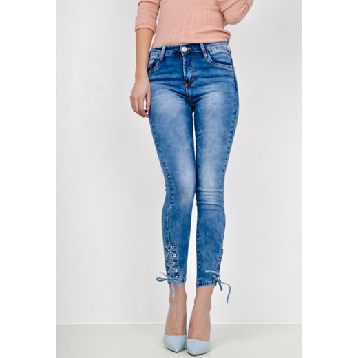 Jasne rurki jeans ze sznureczkami niebieski Zoio XL okazyjna cena zoio.pl 