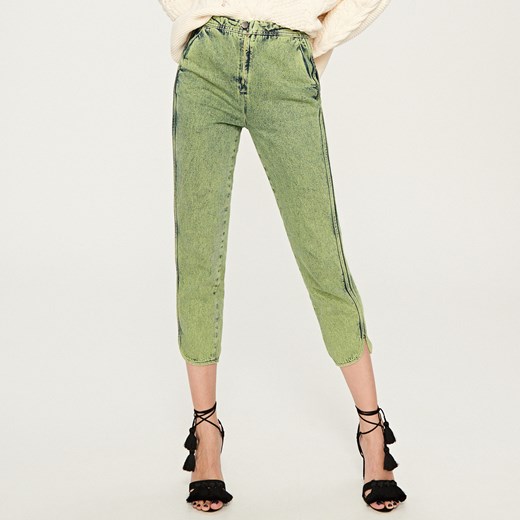 Reserved - Zielone jeansy - Żółty Reserved szary 34 