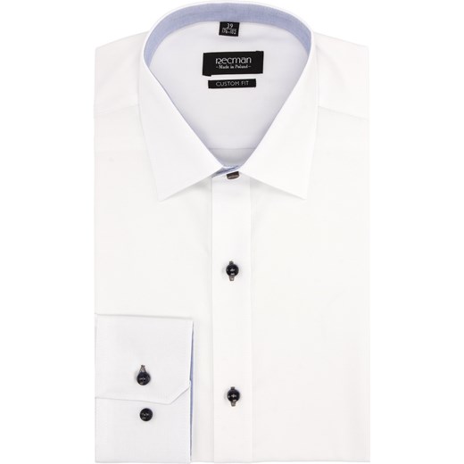 koszula bexley 2667 długi rękaw custom fit biały szary Recman 43/188-194 
