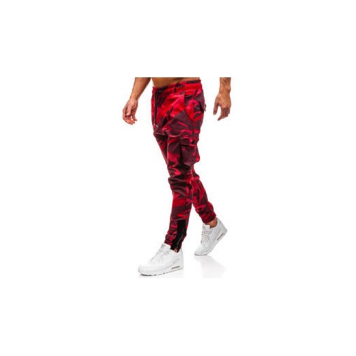 Spodnie męskie joggery bojówki moro-czerwone Denley 0705 czerwony Denley.pl M Denley wyprzedaż 