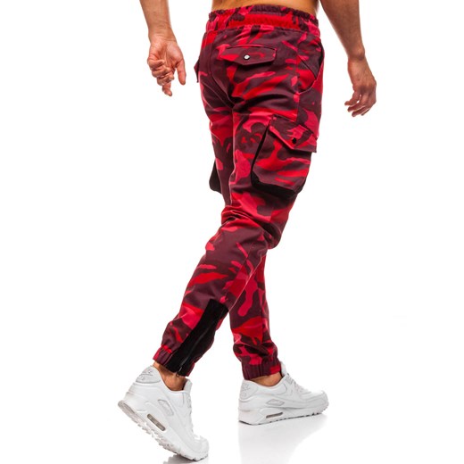 Spodnie męskie joggery bojówki moro-czerwone Denley 0705 Denley.pl czerwony L Denley wyprzedaż 