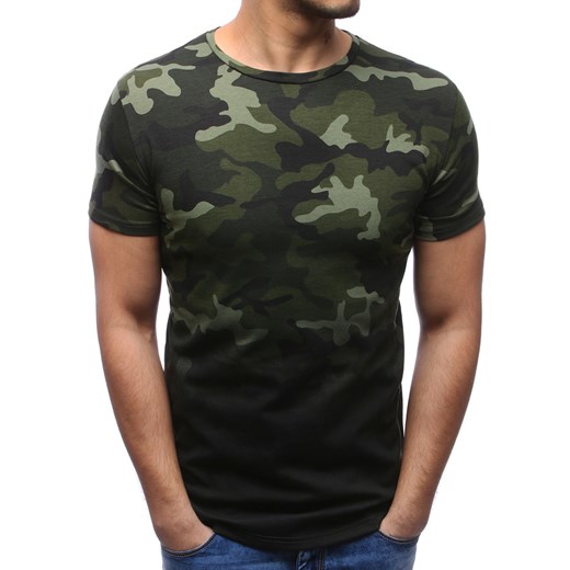 T-shirt męski z nadrukiem camo zielony (rx2721) Dstreet  M 
