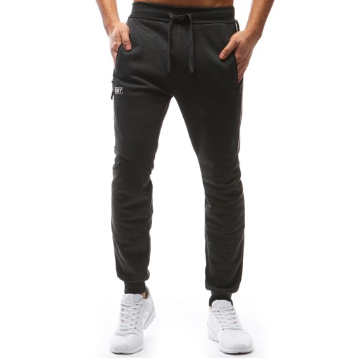Spodnie męskie dresowe antracytowe (ux1226) czarny Dstreet XL 