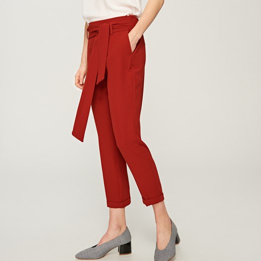 Reserved - Spodnie z paskiem - Czerwony Reserved czerwony 36 
