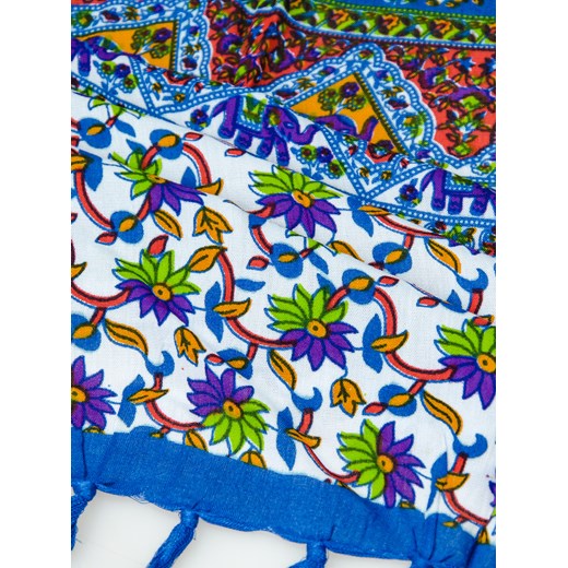 niebieska chusta plażowa pareo we wzory  Allora  