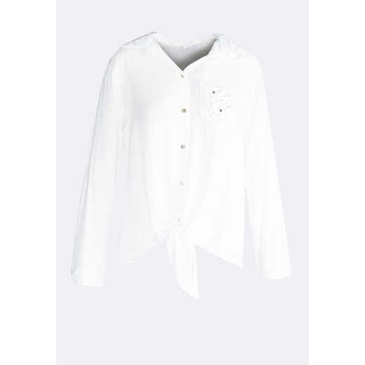 Biała Koszula Fancywork  Born2be uniwersalny okazja Born2be Odzież 
