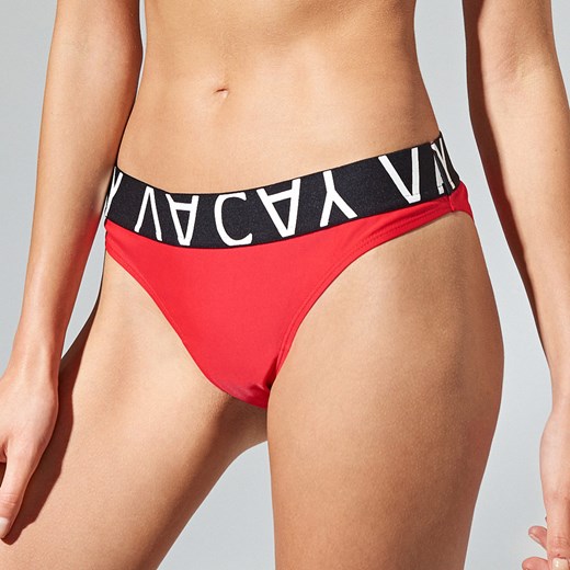 Reserved - Dół od bikini z ozdobną taśmą - Czerwony Reserved  XL 