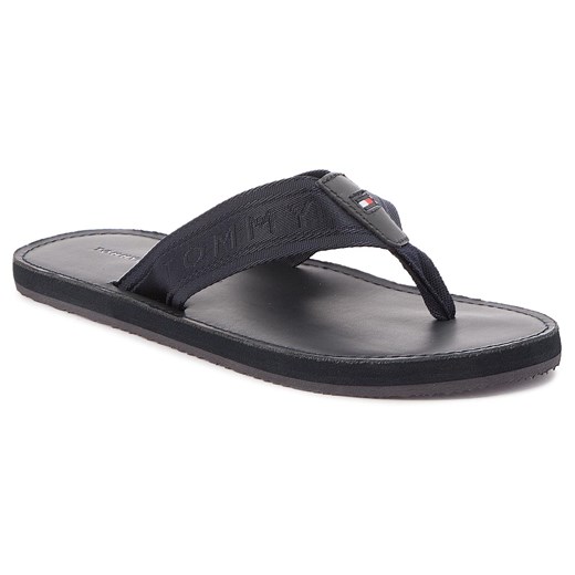 Japonki TOMMY HILFIGER - Jacquard Th Leather Beach Sandal FM0FM01365 Midnight 403 Tommy Hilfiger  44 eobuwie.pl