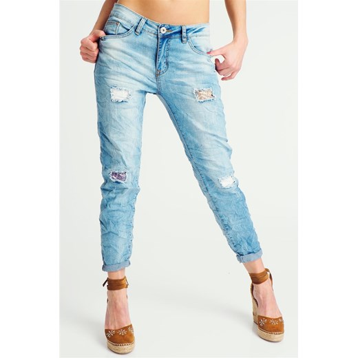 Spodnie jeansowe damskie z dziurami i cekinami Rock Angel Rock Angel  S okazja cityruler2018 