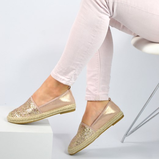 Espadryle z brokatem Lila różowy Dolce Moda bezowy 41