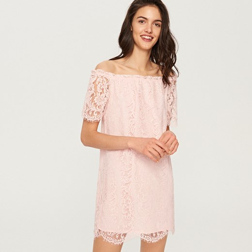 Reserved - Koronkowa sukienka - Różowy Reserved bezowy 40 
