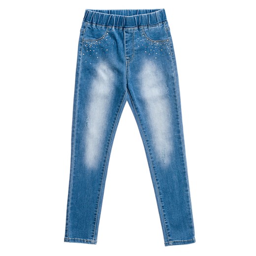 Spodnie jeansowe dziewczęce niebieskie Denley PPS101  Denley.pl 146-152 promocja Denley 