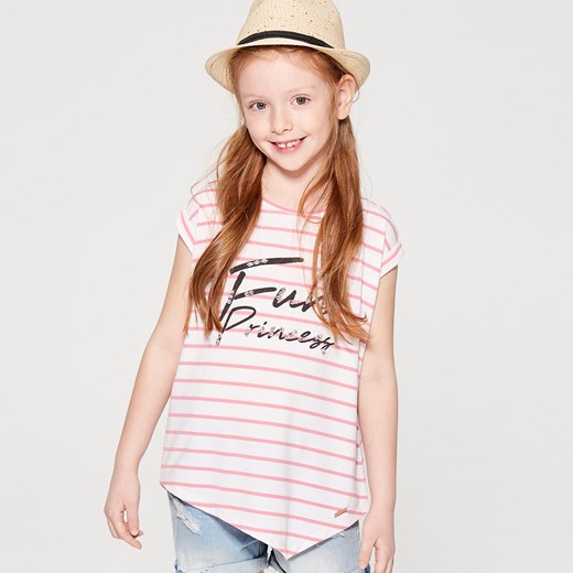 Mohito - Asymetryczna koszulka dla dziewczynki little princess - Biały Mohito  104 