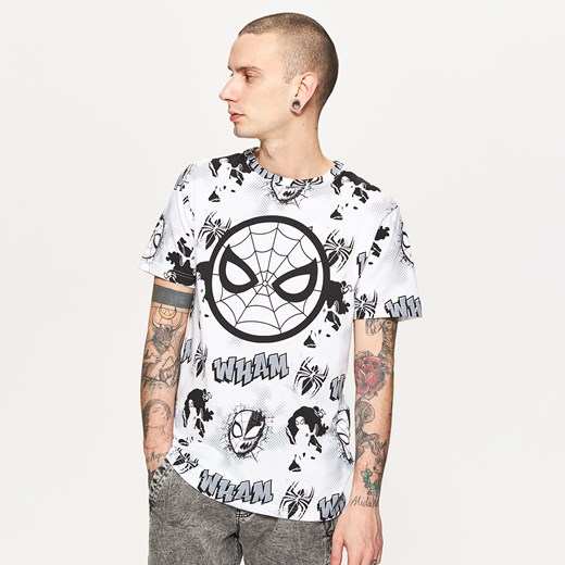 Cropp - Koszulka z nadrukiem spiderman - Biały Cropp  XL 