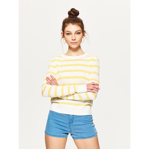 Cropp - Sweter w paski - Żółty  Cropp M 