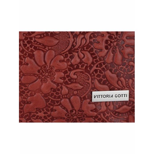 Włoska Torebka Skórzana firmy Vittoria Gotti z tłoczonym wzorem Kwiatów Bordowa czerwony Vittoria Gotti  PaniTorbalska