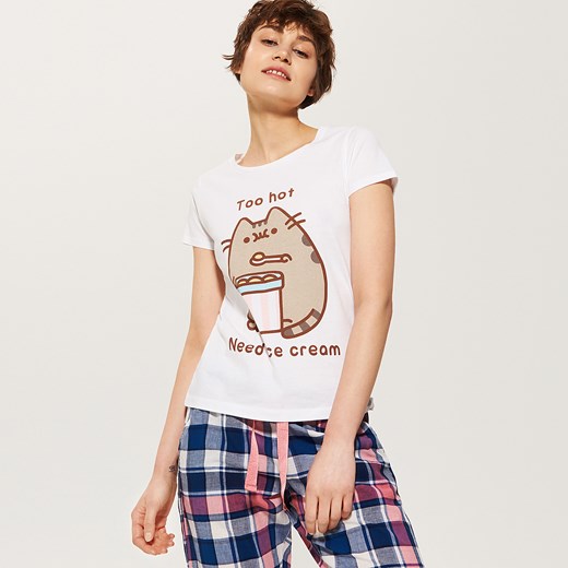 House - T-shirt piżamowy pusheen - Wielobarwn House bezowy M 