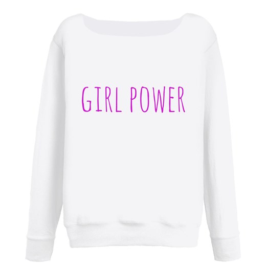 Bluza damska z dekoltem łódka girl power różowy napis Time For Fashion   