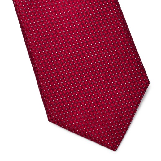 Opalizujący czerwony jedwabny krawat w kratkę  Hemley  EleganckiPan.com.pl
