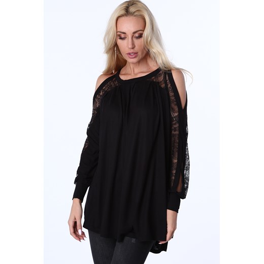 Bluzka oversize odkryte ramiona czarna MP13018 fasardi czarny S fasardi.com