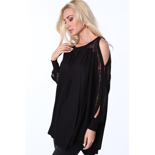 Bluzka oversize odkryte ramiona czarna MP13018 fasardi czarny S fasardi.com