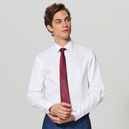 Reserved - Elegancka koszula z tkaniny strukturalnej - Biały Reserved szary 43 
