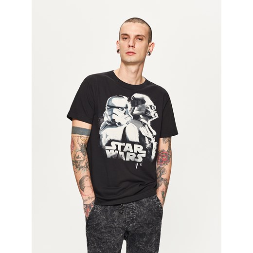 Cropp - Koszulka z dużym nadrukiem star wars - Czarny Cropp  XL 