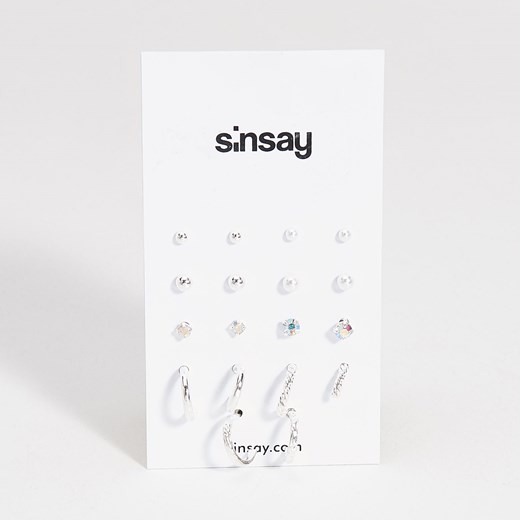 Sinsay - Zestaw kolczyków - Jasny szar  Sinsay One Size 