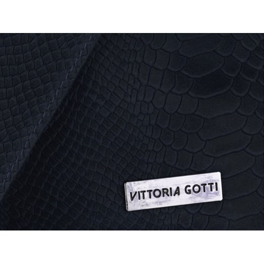 Torebki Skórzane Vittoria Gotti Włoski Shopper XL wzór Aligatora Granatowa szary Vittoria Gotti  PaniTorbalska