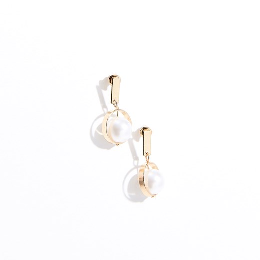 Mohito - Eleganckie kolczyki z eko perłą - Złoty Mohito bezowy One Size 