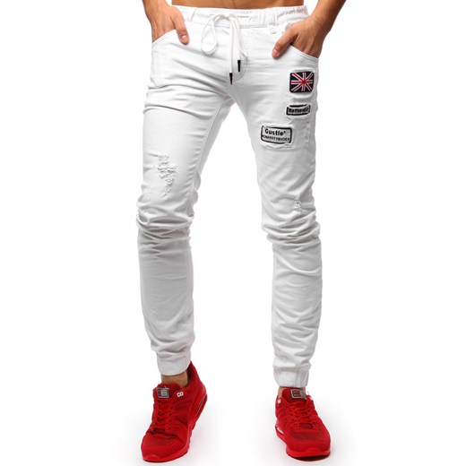 Spodnie joggery jeansowe męskie białe (ux1264) bialy Dstreet 32 