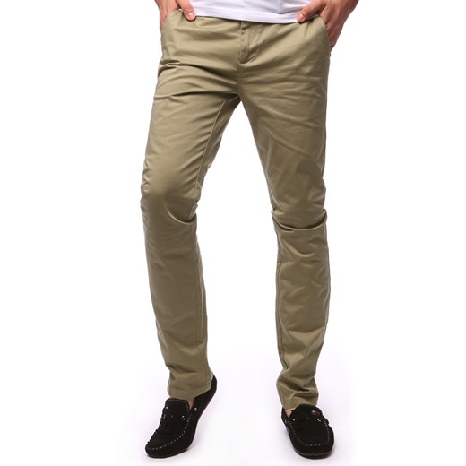 Spodnie męskie chinos beżowe (ux1258) Dstreet zielony 39 