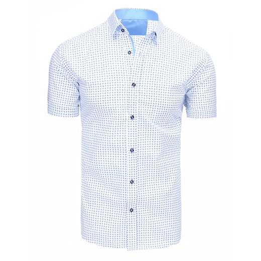 Biała koszula męska we wzory (kx0811)  Dstreet L  okazyjna cena 