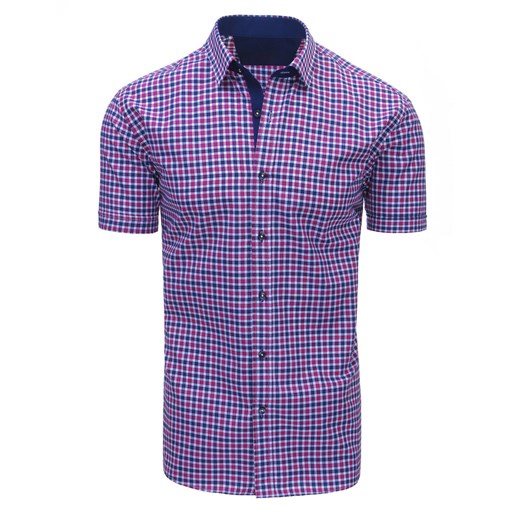 Różowo-fioletowa koszula męska w kratę (kx0802) Dstreet  XXL  wyprzedaż 