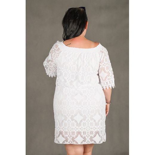 Biała Sukienka GORIZIA Koronka Plus Size - biały bialy 44/48 TONO