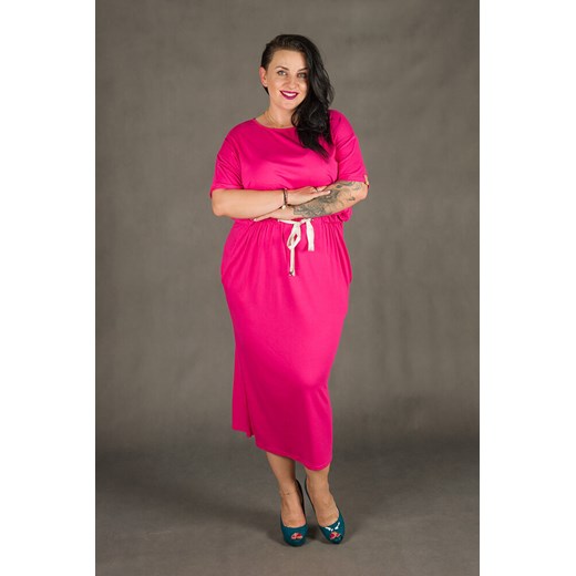 Sukinka Maxi MORANDI Plus Size Fuksja - Wzór 1 rozowy 42/48 TONO