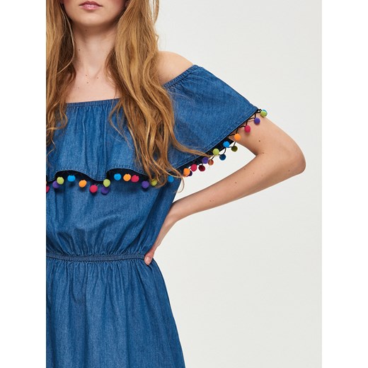Sinsay - Sukienka z kolorowymi bąbelkami - Niebieski Sinsay niebieski XL 