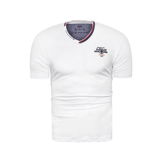 Męska koszulka t-shirt ripro7075 - biała Risardi  XL 
