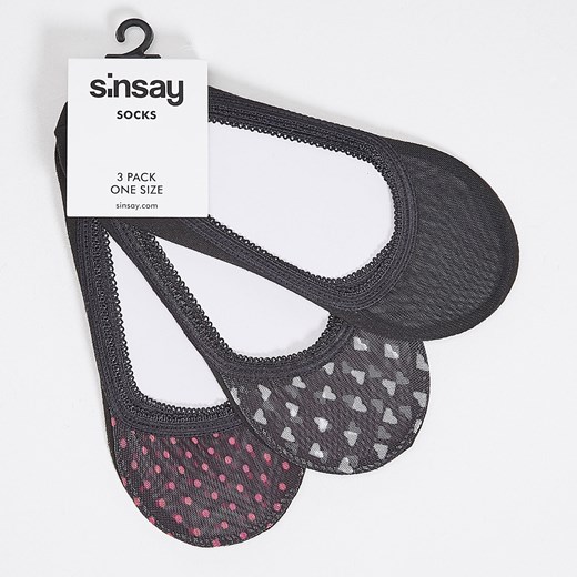 Sinsay - 3 pary balerinek - Czarny bialy Sinsay One Size 