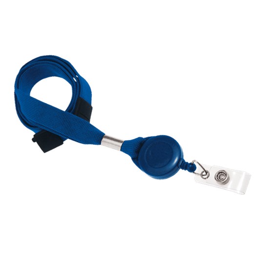 Szeroka 16mm bezpieczna smycz na szyję + brelok typu jojo (Niebieski) Koruma®   Koruma ID Protection