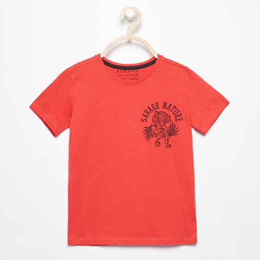 Reserved - T-shirt z nadrukiem - Czerwony Reserved pomaranczowy 140 
