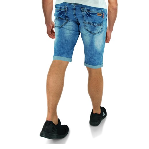Spodenki męskie jeansowe z rozjaśnieniami KA-2162  niebieski 37 merits.pl wyprzedaż 
