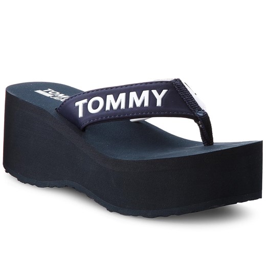 Japonki TOMMY HILFIGER - JEANS Tommy Jeans Retro Beach Sandal EN0EN00319 Black Iris 431 Tommy Hilfiger czarny 41 eobuwie.pl